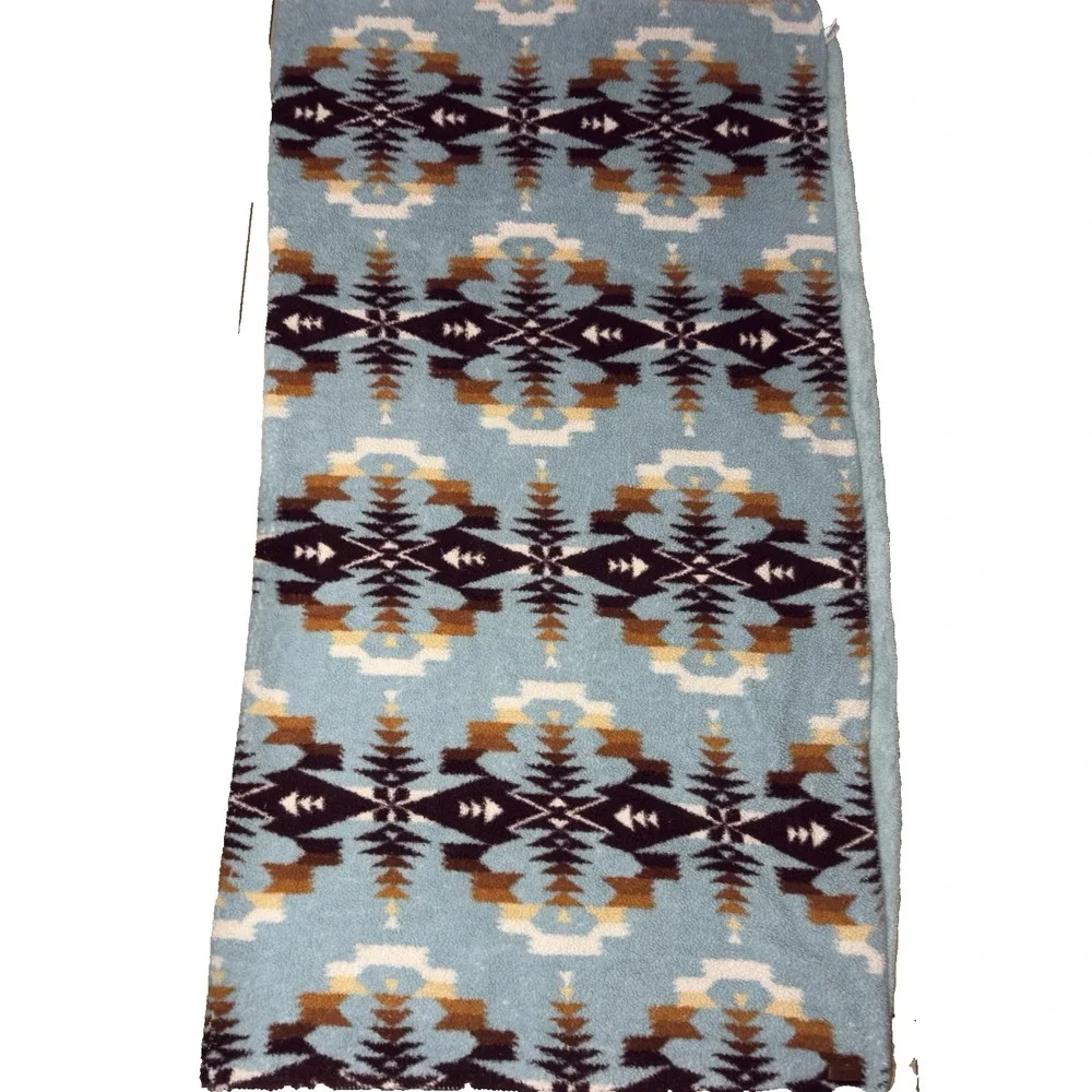 Pendleton Blanket Legend Lake Aqua Sherpa Fleece Queen Native Aztec Geometric